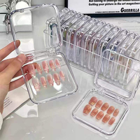 Boîte en plastique transparente très vendue pour le rangement des faux ongles, boîte de présentation carrée en acrylique transparent
