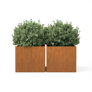 Inserti decorativi quadrati in acciaio Corten per vasi da fiori, giardino, marrone rustico, misura media - Product Image 1