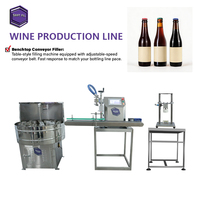 Machine automatique de bouchage de whisky avec convoyeur, alimentateur de bouteilles compatible verre/gel, 24 bouteilles/minute, imprimante d'étiquettes pour petite vinière
