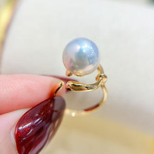 Support de bague en argent S925, accessoires de perles DIY, perles rondes simples de 9 à 11 mm, 1898 - Bijoux en argent élégants pour un look personnalisé - Product Image 3