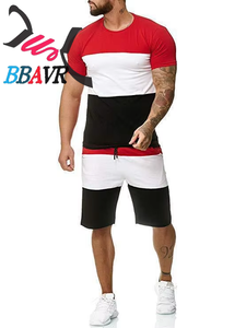 Summer Sport Men <b>T</b> Shirt <b>Track</b> Suit 2 Piece Running Shorts Striped <b>T</b>-shirts Quick Dry Short Tracksuit Set - Product Image 2