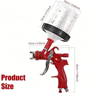 Pistolet de pulvérisation HVLP H2008 avec buses de 1,4/1,7/2,0/2,5 mm, aérographe, 10 gobelets jetables de 650 ml, régulateur d'air pour pistolet de peinture, outils pour la maison, rouge - Product Image 6