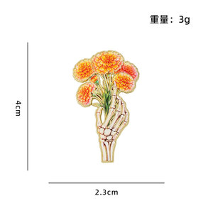 Spille smaltate messicane per il Giorno dei Morti, decorazioni in metallo a forma di zucchero, spille distintive per zaini e abbigliamento - Product Image 4