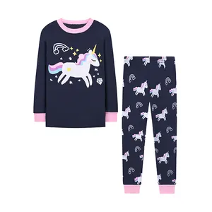 Casual Long Sleeve Inverno Dos Desenhos Animados De Malha De Algodão Criança Pijama Crianças 2 Set Baby Kids Pijamas das Meninas Para Crianças Pjs Pijamas