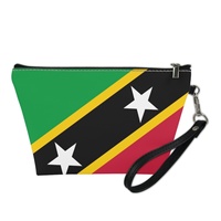Pochette de maquillage en similicuir PU avec drapeau national personnalisé de Sainte-Kitts-et-Névis pour les voyages interurbains, le rangement de produits de beauté et les articles en vrac