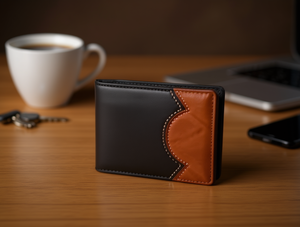 Portafoglio da uomo Jd in vera pelle con chiusura a piega corta, design a pannelli, confezione regalo - Product Image 2