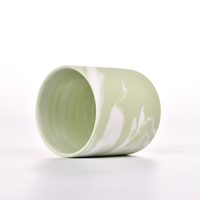 Pot à bougie en céramique vert clair à motif marbré, vide, pour bougie parfumée