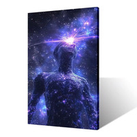 Arte Mural Decorativo para el Hogar, Conciencia Cósmica, Galaxia Púrpura, Figura Humana, Arte Mural Espiritual, Lienzo, Pintura Digital para Decoración Moderna