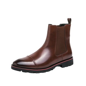 Bottines Chelsea pour homme, tendance rétro, chaussures décontractées à enfiler avec doublure en cuir véritable, saison printemps - Product Image 5