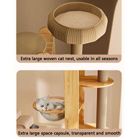 Arbre à chat en bois massif sur mesure de 75 pouces pour chats d'intérieur avec maison-capsule, fournisseur en gros OEM ODM~L