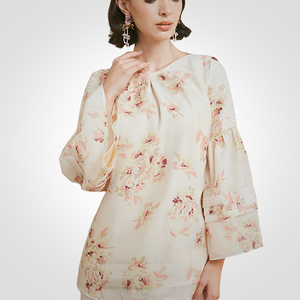 SIPO Eid ขายร้อนมาเลเซียมุสลิม Kedah Baju Kurung ใน Organza ดอกไม้พร้อม Pintuck และแขนระฆังอิสลามผู้หญิง Baju Kurung - Product Image 5