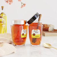 Bocaux de miel en verre, pots de conservation des aliments avec dipper et couvercle