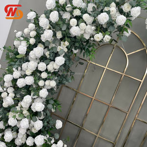 SMOOTH Moon Shape White Rose With Greenery Silk Flower Horn Arch for Wedding - Product Image 4