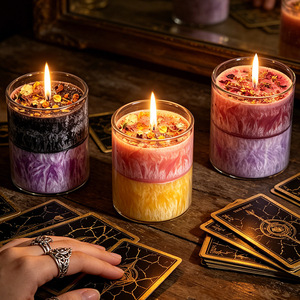 Vela artesanal LANJO al por mayor, con aroma a flor de hielo, ecológica, de cera de palma con bloques de color, para aromaterapia, decoración del hogar y regalo. - Product Image 2