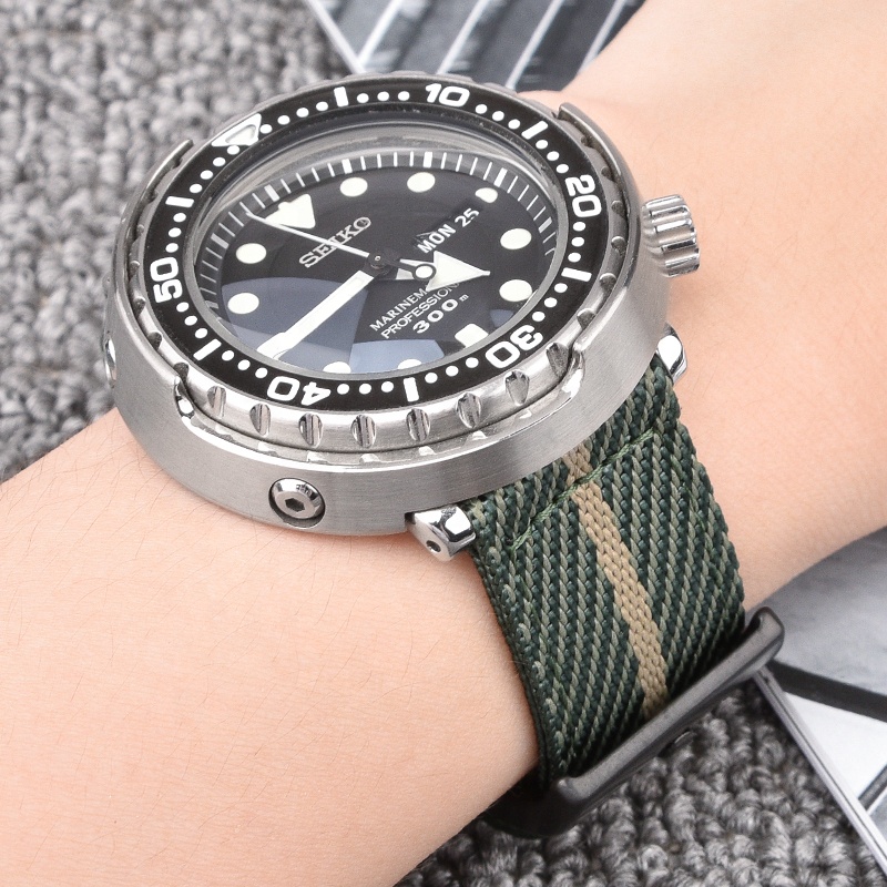 Black Silver Watch Buckle 18mm 20mm 22mm 24mm Quick Release Replacement Straps Woven Nylon Watch Bands