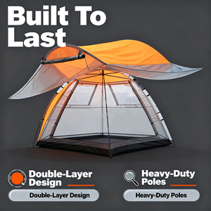 Tente de camping double couche de qualité supérieure, imperméable, coupe-vent, avec moustiquaire pour <span class=keywords><strong>le</strong></span> camping en famille, la plage, les pique-niques <span class=keywords><strong>et</strong></span> la randonnée - Product Image 4