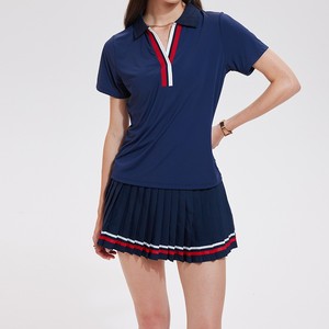 Set Pakaian Tenis Wanita Lengan Pendek Bahan Spandex/Nylon Bernapas, Rok Lipit, Celana Pendek dengan Kantong, Pakaian Lapangan Khusus, Promo Hot Sale - Product Image 2