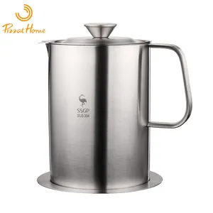 1L/1.5L Oil Strainer 403 Stainless Steel Filter Pot Large Oil Separator Storage Tank Oil Container Kitchen Tools