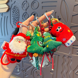 <b>Cute</b> Christmas Plush Bag Charm Santa Claus Tree <b>Keyring</b> Fluffy Festive Ribbon Hanging Ornament Party Favors Wholesale Bulk - Product Image 3