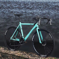 Vélo de course léger avec fourche en acier inoxydable, frein à disque, guidon courbé, 27 vitesses, pédales pour hommes, femmes et jeunes