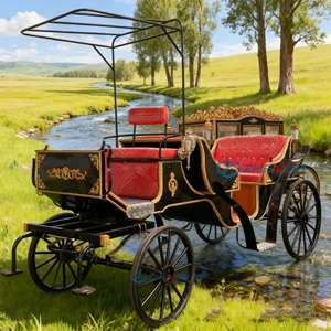 Calèche royale de luxe de haute qualité à quatre roues ouverte noire électrique pour visites touristiques et mariages - Product Image 1