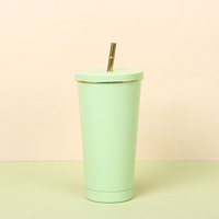 Gobelets isothermes en acier inoxydable personnalisés en gros avec paille, tasses réutilisables en vrac avec couvercle et paille pour le voyage