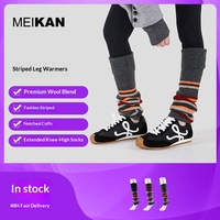MEIKAN Chaussettes amples type chaussettes pour femme, automne/hiver, rayées, style rétro preppy, tricotées, hauteur genou, longueur mollet