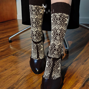 <span class=keywords><strong>Chaussettes</strong></span> en tricot respirantes pour femmes, motif flocon de neige géométrique complexe, pour un style confortable et tendance au quotidien - Product Image 4
