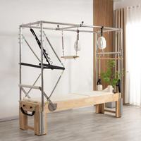 Reformer de Pilates de Lujo de Madera de Arce Canadiense con Torre Cadillac Integrada 3 en 1 para Entrenamiento Profesional de Yoga