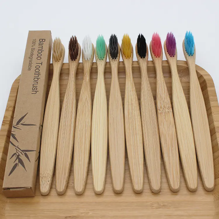 Laiyuki — brosse à dents en bambou, logo personnalisable, bon marché, 11 couleurs, 2022