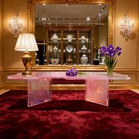 Meubles de maison contemporains de luxe léger en résine transparente, cloison de cuisine lumineuse en cristal pour hôtels, restaurants et villas