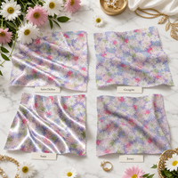 Tissu en satin de chiffon élastique 50D imprimé floral, 100 % polyester organique, antistatique, extensible et léger, pour jupes et robes de filles