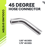 Raccord de tuyau d'intercooler CNC en aluminium 6061 à 45 degrés avec bordure à côtes, connecteur de tuyau en silicone de 1,25 à 4 pouces de diamètre extérieur pour l'automobile de course