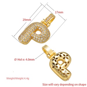 Hip Hop 26 Alphabet anglais pendentif <span class=keywords><strong>Rap</strong></span> mode gros Design lettre plaqué or cuivre accessoires VD614 - Product Image 5