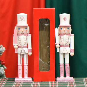 Décorations de Noël, artisanat de Noël, soldat de Noël rose en bois de 30 cm, casse-noisettes pour la décoration de la maison et des fêtes de Noël - Product Image 3