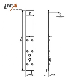 Mélangeur en laiton de douche d'angle carré mural imperméable supérieur panneau de douche en verre trempé multifonctionnel - Product Image 3
