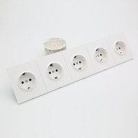 Prise murale russe Schuko 5 prises 5 gangues 16A, type encastré, panneau PC blanc, norme UE, pour le marché russe, fourni par le fabricant