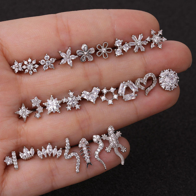 Tragus Helix Ohr Piercing Schmuck Cartilage Stecker Blume Blüte - Foto 5