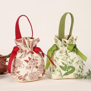High Quality Luxury Canvas Tote <b>Bag</b> Drawstring Custom Sublimation Folding Style for <b>Christmas</b> Shopping <b>Gift</b> Jewelry Packaging - Product Image 3
