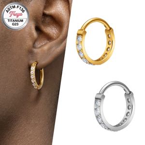 Anneau de nez en titane G23 ASTM F136 avec zircon, anneau de septum de qualité implantable, clou clicker, boucles d'oreilles, anneaux Daith et <span class=keywords><strong>Helix</strong></span>, bijoux de <span class=keywords><strong>piercing</strong></span> corporel - Product Image 2
