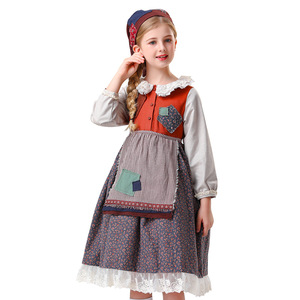 Vestido de sirvienta pastoral para el Día del Niño, falda de encaje con cuello festoneado para niñas, disfraz de niña de las flores - Product Image 2