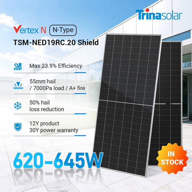 Trina Topcon Bifacial Solar Panels 625w 650 w 630 w 640 w Photovoltaic Dual-glass Panel