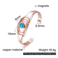 Bracelet magnétique en cuivre pur à 99,99 %, réglable, pour femmes et hommes, soulagement de l'arthrite, pierre turquoise naturelle, bijoux