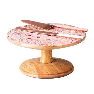 Soporte para servidor de frutas de madera con decoración grabada a mano con acabado esmaltado para Celebración de fiesta de cumpleaños plato de pastel de fruta seca - Product Image 1