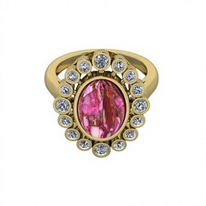 Más vendidos Unisex 925 Plata 9x12mm Rosa Kingman Dahlia Espinosa ostra forma ovalada piedra preciosa CZ solitario anillo de cóctel - Product Image 1