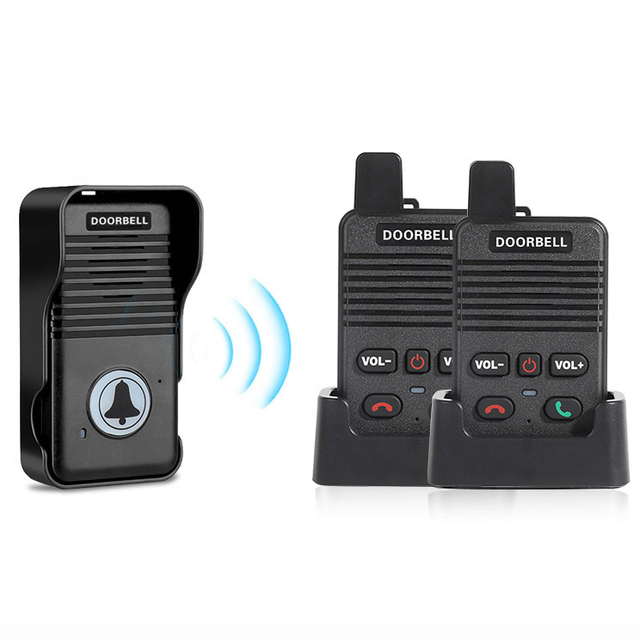 Hand-Free Waterproof 200 Meters Range Two-Way Wireless Doorbell System for Home Office Intercom Pager Calling System White Color
