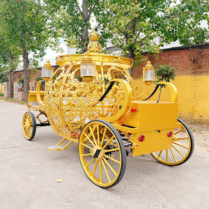 Vente en gros de magnifiques chariots de mariage dorés en forme de citrouille, chariots royaux pour princesse - Product Image 4