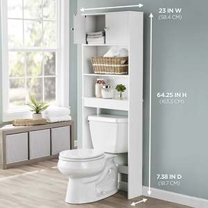 Di legno Sopra Il Wc Bagno risparmiatore Dello <span class=keywords><strong>Spazio</strong></span> mobili, Free Standing MDF o truciolare Mensola del Bagno di Stoccaggio Scaffale Unità - Product Image 3