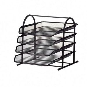 High Quality Best Price 4 Tier Metal Desktop File Organizer with <b>Tray</b> Durable Mesh <b>Drawer</b> and Accessories - Product Image 2