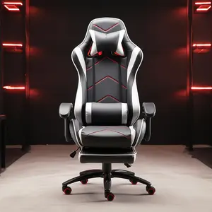 Nouveau style de fauteuil de jeu en cuir de luxe Vente en gros d'usine fauteuil de jeu inclinable en cuir Barre lumineuse à LED Fauteuil de jeu Racer RGB